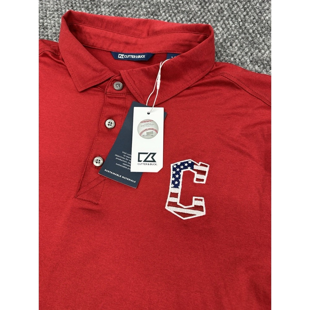 Cleveland Guardians Men's Large USA Stars & Stripes Cutter & Buck Polo Shirt